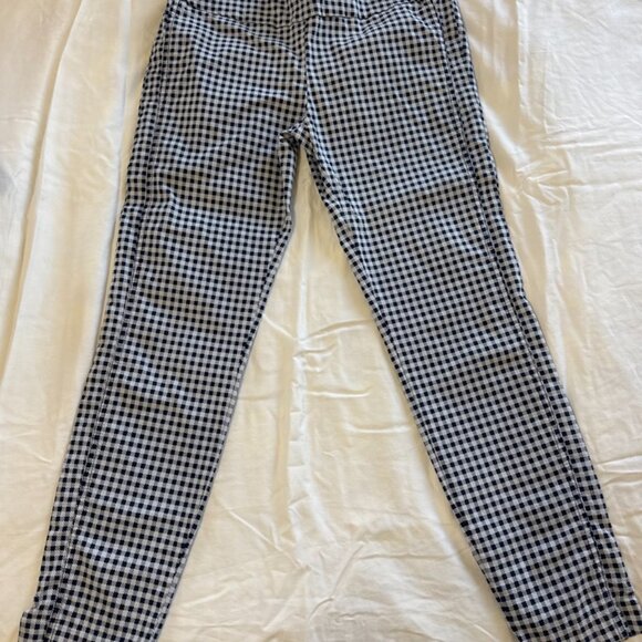 New York & Company Gingham Pull-On Stretch Ankle Pants – Navy & White, Size S - Picture 2 of 5
